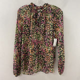 H&M WOMEN'S BLOUSE/SHIRT navy multi floral S