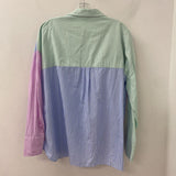 WOMEN'S BLOUSE/SHIRT colour blocked & striped L