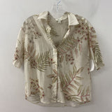 RW&CO WOMEN'S BLOUSE/SHIRT off white green pink floral M