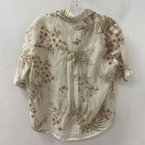 RW&CO WOMEN'S BLOUSE/SHIRT off white green pink floral M