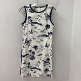 HOBBS WOMEN'S DRESS white navy tropical isle 6