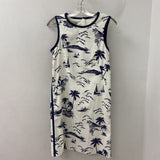 HOBBS WOMEN'S DRESS white navy tropical isle 6