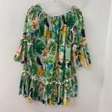 TRUE DESTINATIONS WOMEN'S DRESS green multi tropical L