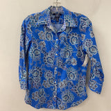 CHAPS WOMEN'S BLOUSE/SHIRT blue paisley S