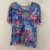 FRESH FX WOMEN'S T-SHIRT blue multi floral L
