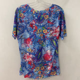 FRESH FX WOMEN'S T-SHIRT blue multi floral L