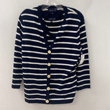 JNY jones new york WOMEN'S CARDIGAN white navy stripe L