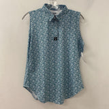 WOMEN'S ACTIVE TOP green white small floral L