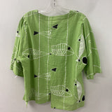 WOMEN'S BLOUSE/SHIRT lime fish print M