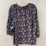 J JILL/PUREJILL WOMEN'S BLOUSE/SHIRT navy pink print XL
