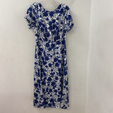 TALBOTS WOMEN'S DRESS white blue rose print 10