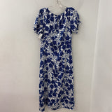 TALBOTS WOMEN'S DRESS white blue rose print 10