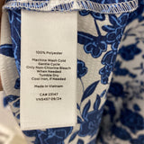 TALBOTS WOMEN'S DRESS white blue rose print 10
