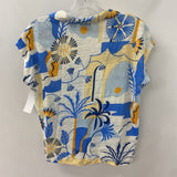 nicole miller new york WOMEN'S TOP blue yellow print M