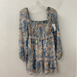 WILFRED WOMEN'S DRESS beige blue peach S