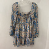 WILFRED WOMEN'S DRESS beige blue peach S
