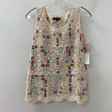 CHARLIE B WOMEN'S TOP cream pink blue L