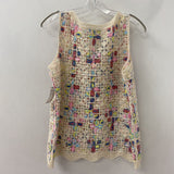CHARLIE B WOMEN'S TOP cream pink blue L
