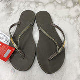HAVAIANAS WOMEN'S SANDALS brown gold 9/10