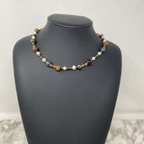 WOMEN'S NECKLACE silver white brown