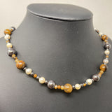 WOMEN'S NECKLACE silver white brown