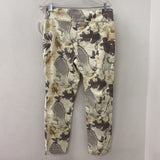 LISETTE L WOMEN'S PANTS cream taupe floral L