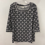 WOMEN'S TOP black white grey pattern L