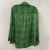 WOMEN'S BLOUSE/SHIRT green yellow turquoise pattern L