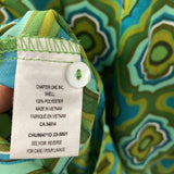 WOMEN'S BLOUSE/SHIRT green yellow turquoise pattern L