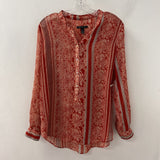 MANGO/MNG WOMEN'S BLOUSE/SHIRT red white grey print L