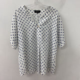 RED CORAL WOMEN'S BLOUSE/SHIRT white navy dots S