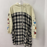 DESIGUAL WOMEN'S TOP cream black plaid XL