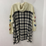 DESIGUAL WOMEN'S TOP cream black plaid XL