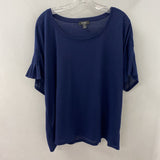 Lord & Taylor WOMEN'S PLUS TOP navy 2X