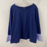 Lord & Taylor WOMEN'S PLUS TOP navy white 3X
