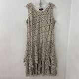 LAURA WOMEN'S PLUS DRESS cream blue black patterned 20