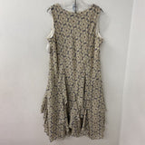 LAURA WOMEN'S PLUS DRESS cream blue black patterned 20