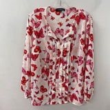JNY jones new york WOMEN'S BLOUSE/SHIRT white pink butterfly print 16W