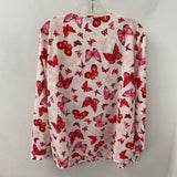 JNY jones new york WOMEN'S BLOUSE/SHIRT white pink butterfly print 16W