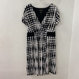 LANE BRYANT WOMEN'S PLUS DRESS white black print 18/20