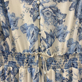 WOMEN'S PLUS DRESS white blue floral 2X