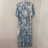 WOMEN'S PLUS DRESS white blue floral 2X