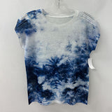 WOMEN'S TOP white blue S