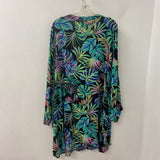 WOMEN'S PLUS TOP black multi tropical 22/24