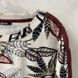OLSEN WOMEN'S T-SHIRT white burgundy leaf print S-M/8