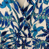 OLSEN WOMEN'S DRESS white blue tropical print M/10