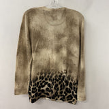 OLSEN WOMEN'S CARDIGAN white beige brown animal print M-L/12