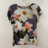 TED BAKER WOMEN'S T-SHIRT grey multi floral 10/4