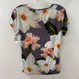 TED BAKER WOMEN'S T-SHIRT grey multi floral 10/4