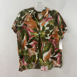rachel zoe WOMEN'S BLOUSE/SHIRT green pink multi floral L